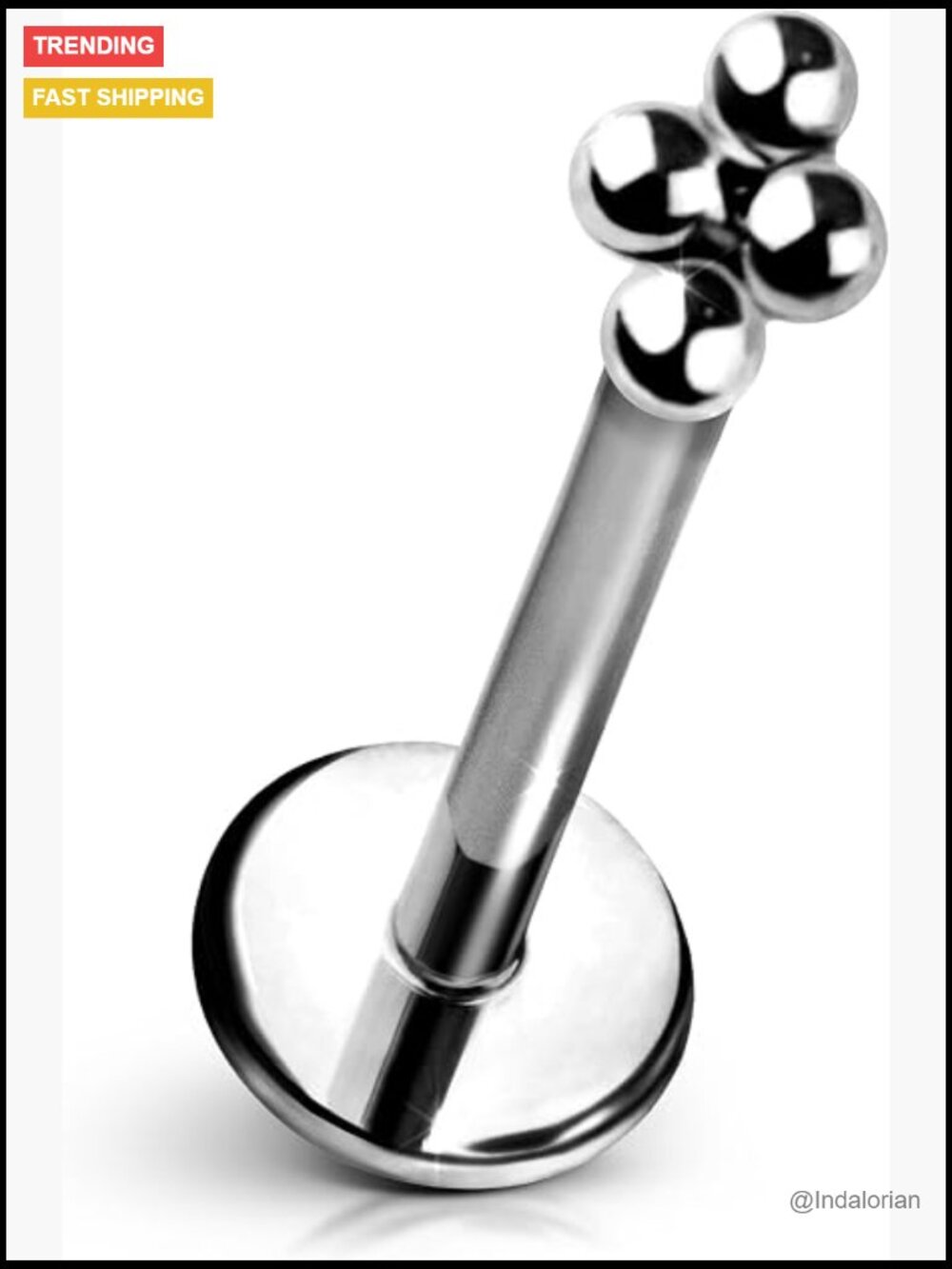 Implant Grade Titanium Flat Back Stud Earring Single Push Pin Design